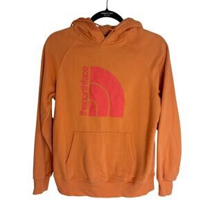 The North Face Hoodie Men's Small Orange logo Pullover Sweatshirt